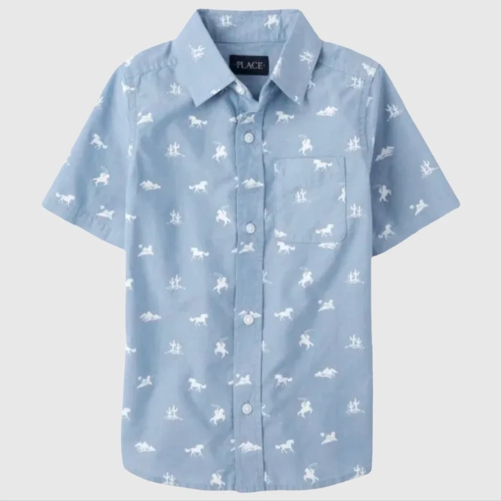 The Children's Place Boy Light Blue and Navy Button Down Shirts Size 8
